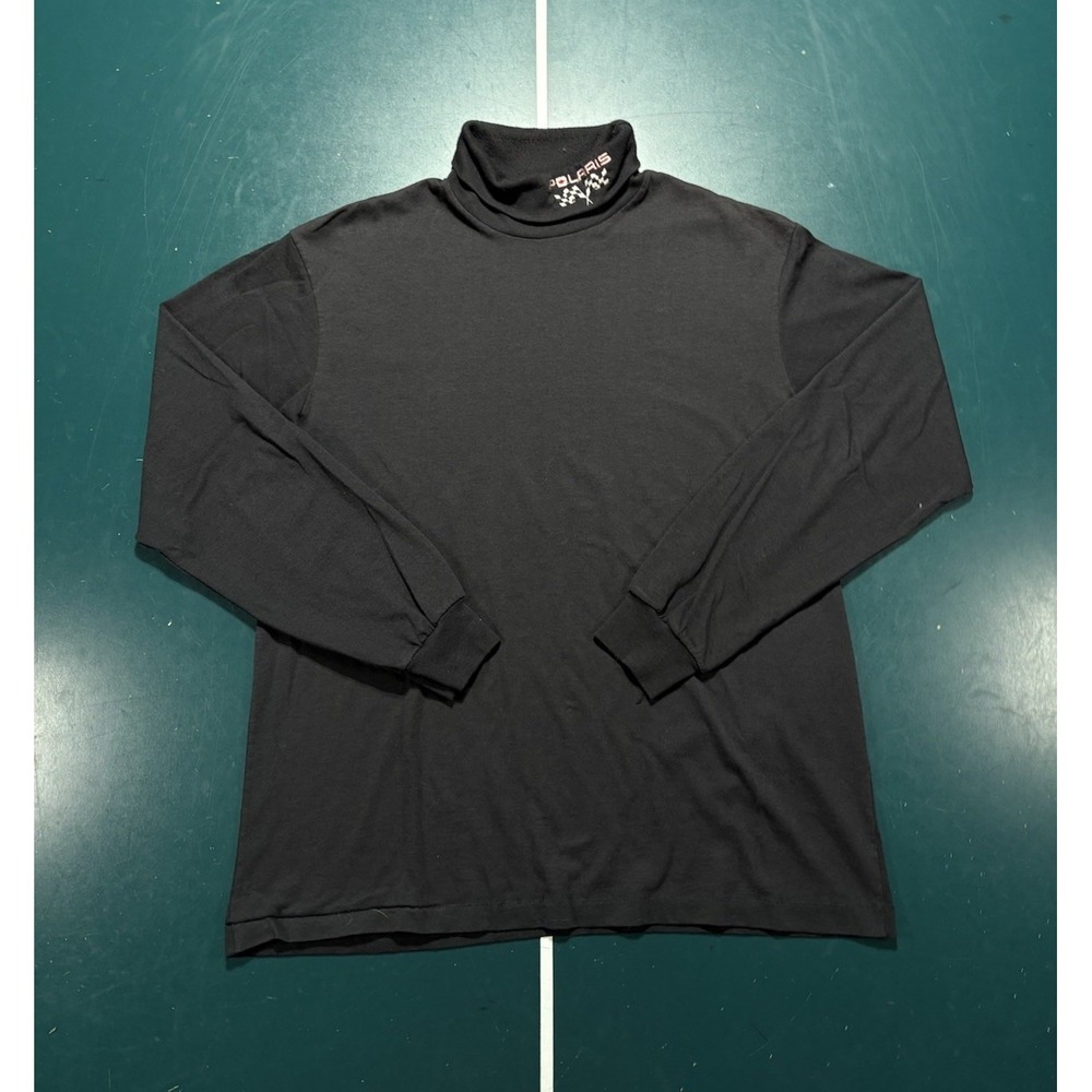 VINTAGE 90s Polaris Racing Long Sleeve Turtleneck Shirt Men's Medium Black USA